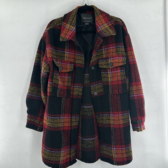 Evereve Sanctuary Carson Plaid Wool Blend Midi Shaket Large - Picture 2 of 6